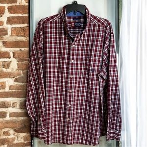 Chaps Wine/Denim Easy Care Button Down Men's Shirt‎